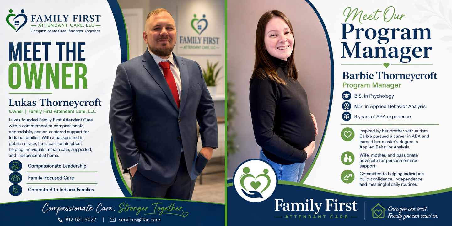 Family First Attendant Care owner Lukas Thorneycroft and Program Manager Barbie Thorneycroft.